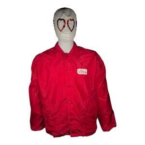 West Wind M Red Vintage Coach Jacket Larry Name Patch Streetwear 80s